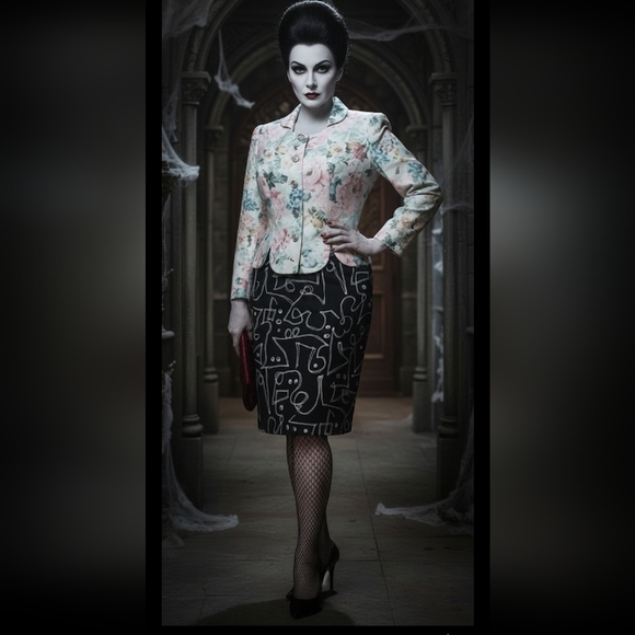 Vintage 80s 90s Floral Scalloped Blazer - Picture 1 of 11